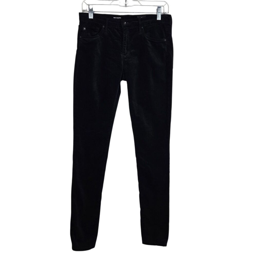 AG Adriano Goldschmied  The Legging Super Skinny Ankle Pants 27 R Black Velvet